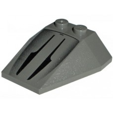 Part 6069px3 Dark Gray Wedge 4 x 4 Triple without Stud Notches with Black Lines Pattern 